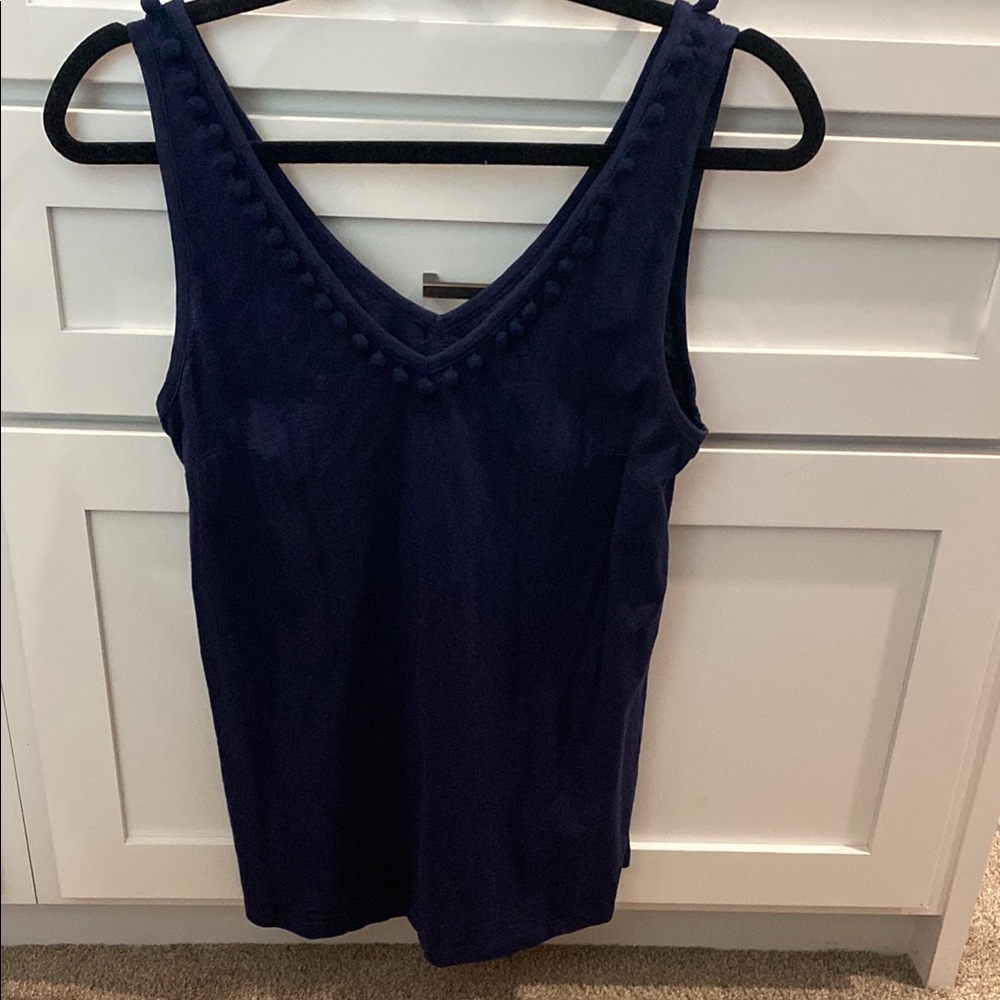 Lilly Pulitzer Blue Tank Top with V-Neck and Textured Fabric